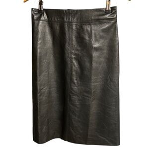 BCBG Max Azria Black 100% leather pencil skirt size 6